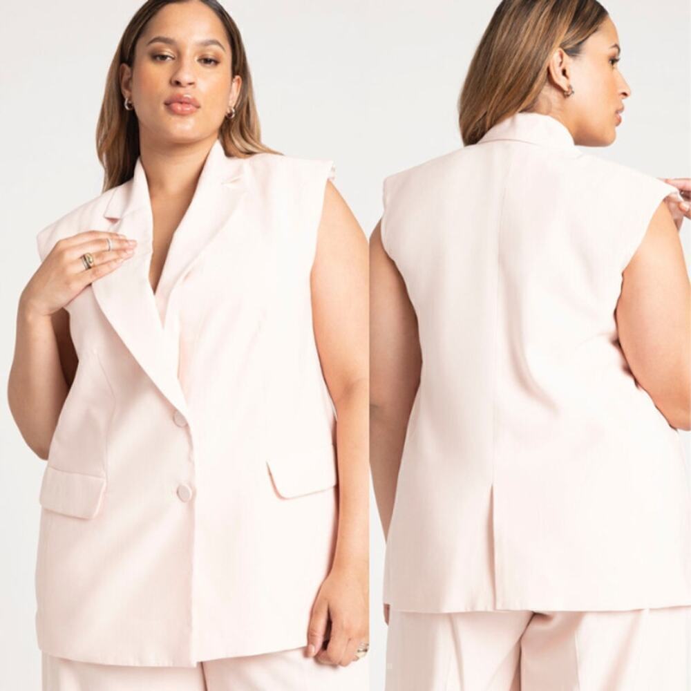 Eloquii Long Tailored Vest In Crystal Pink